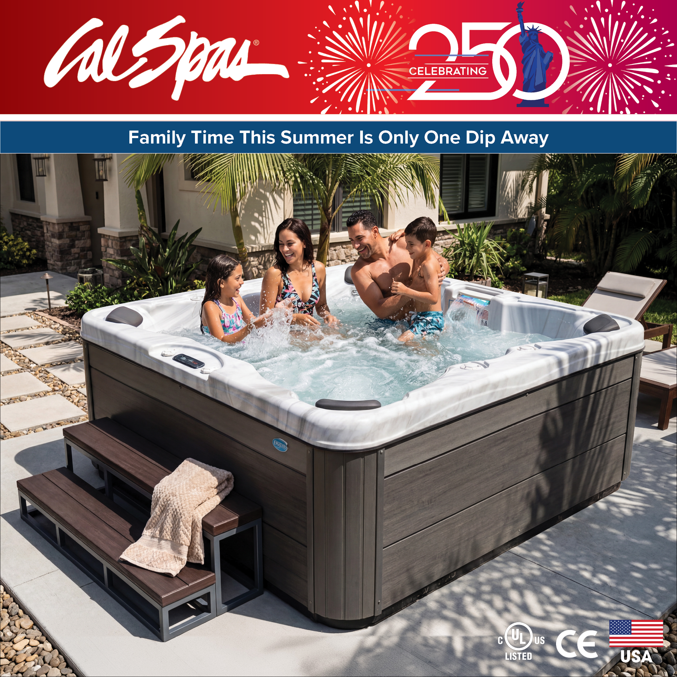 Calspas hot tub being used in a family setting - Tupelo